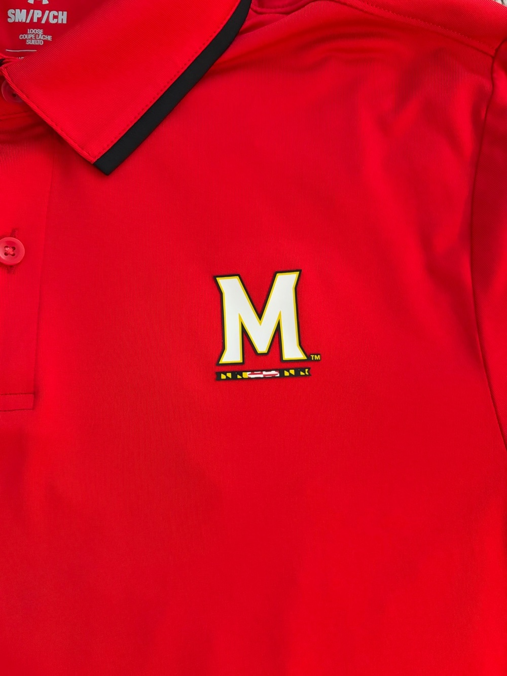 Under Armour Men's Red Maryland Polo Shirt - Small